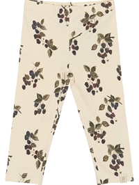 Petit Piao leggings i creme med naturtro brombærprint set forfra